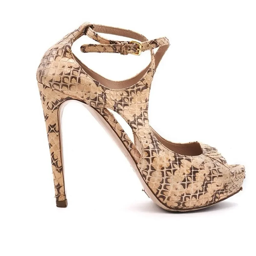 MIU MIU WHIPS CIPRIA PYTHON PLATFORM PEEP TOE HEELS 39 US 8.5 NIB ITALY
